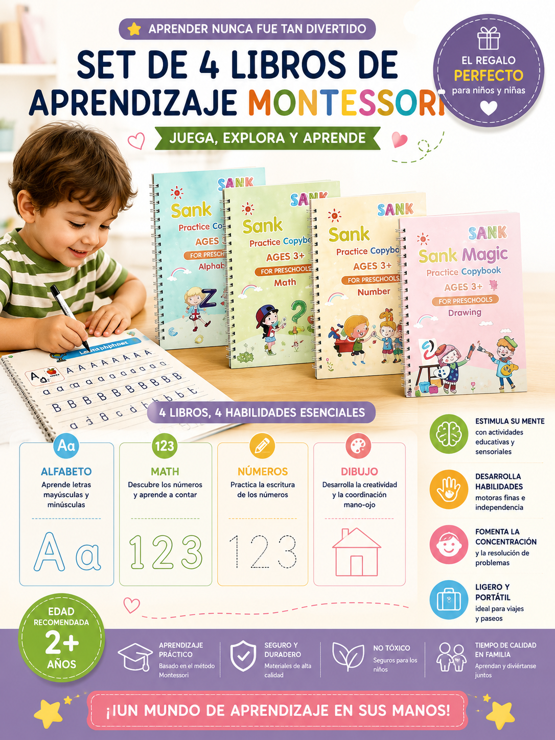 Libros de aprendizaje montessori | Magico® 4 en 1